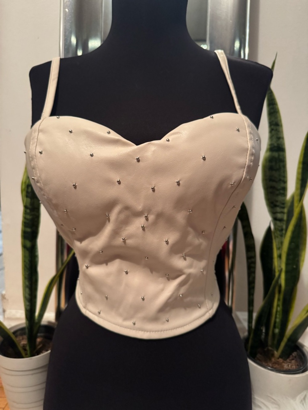White Beaded Sweetheart Bustier Top
